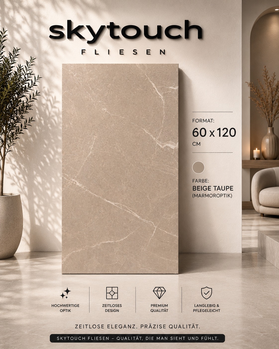Beige Taupe Marmoroptik