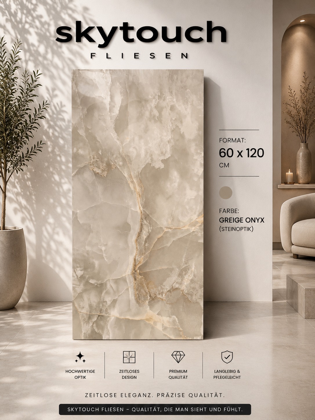 Greige Onyx Steinoptik